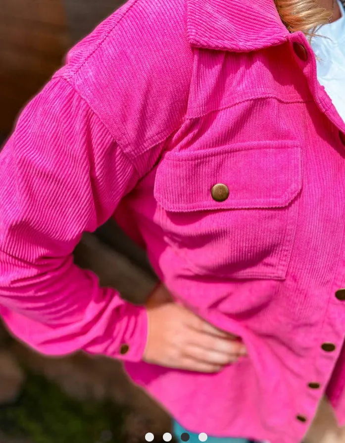 Pink Cadillac Corduroy Shacket