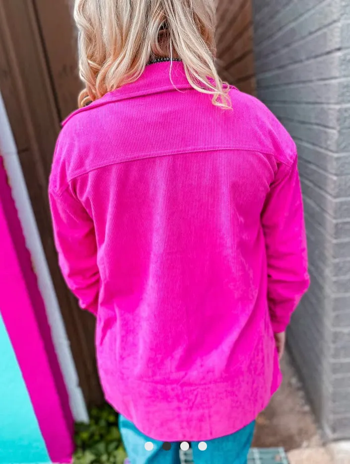 Pink Cadillac Corduroy Shacket