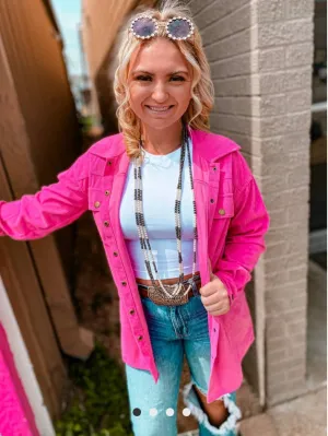 Pink Cadillac Corduroy Shacket