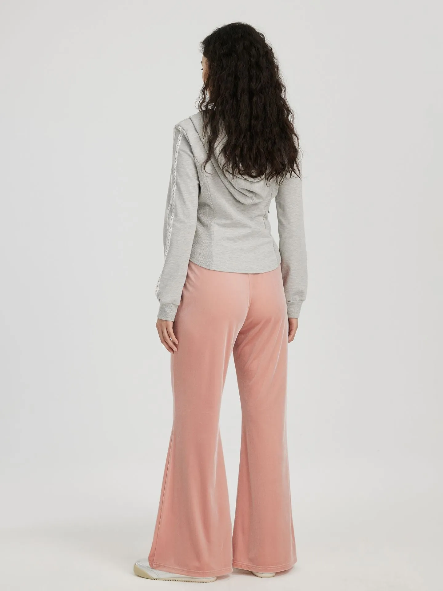 Pink Plush Fabric Flare Jogger