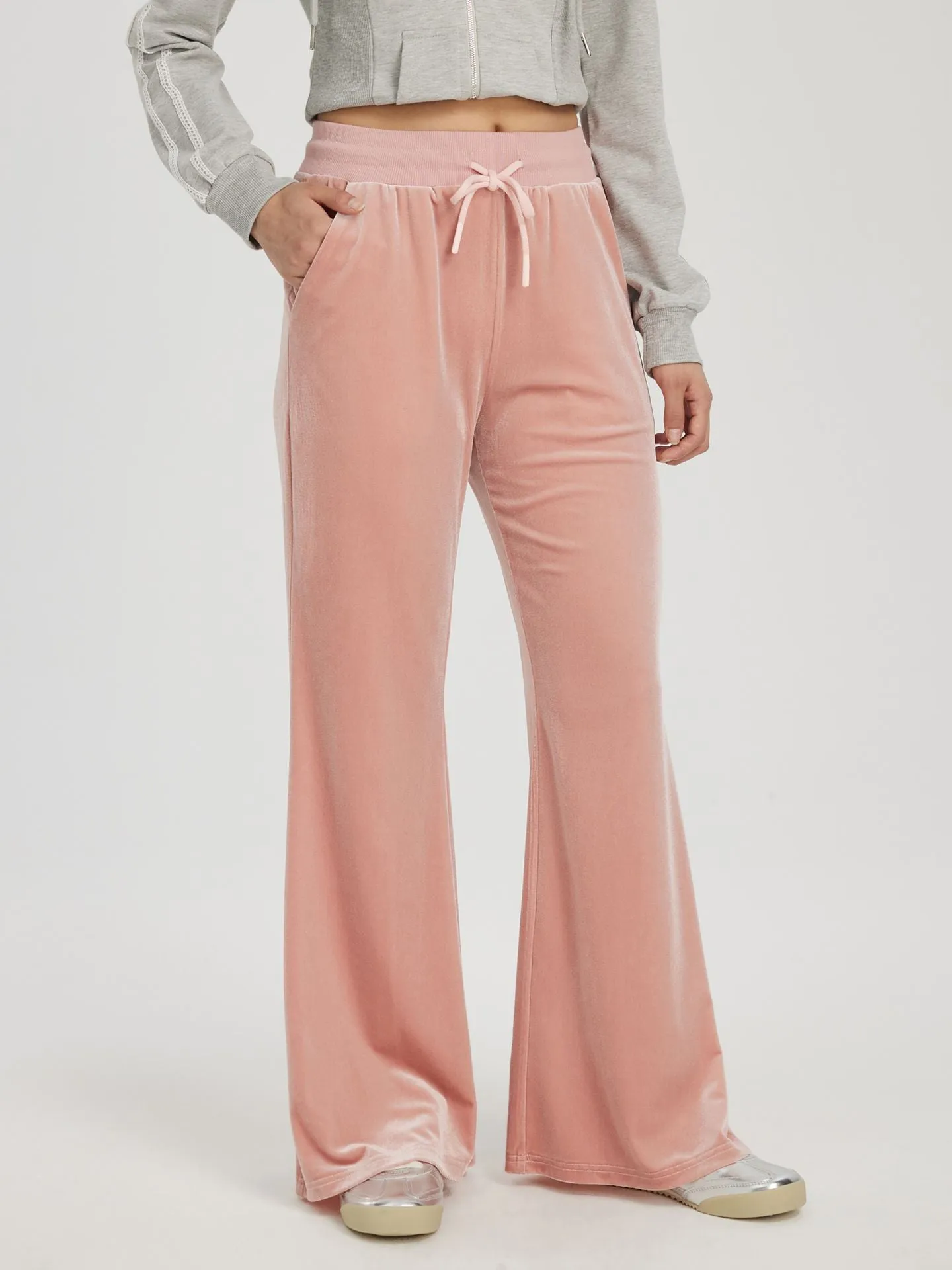Pink Plush Fabric Flare Jogger