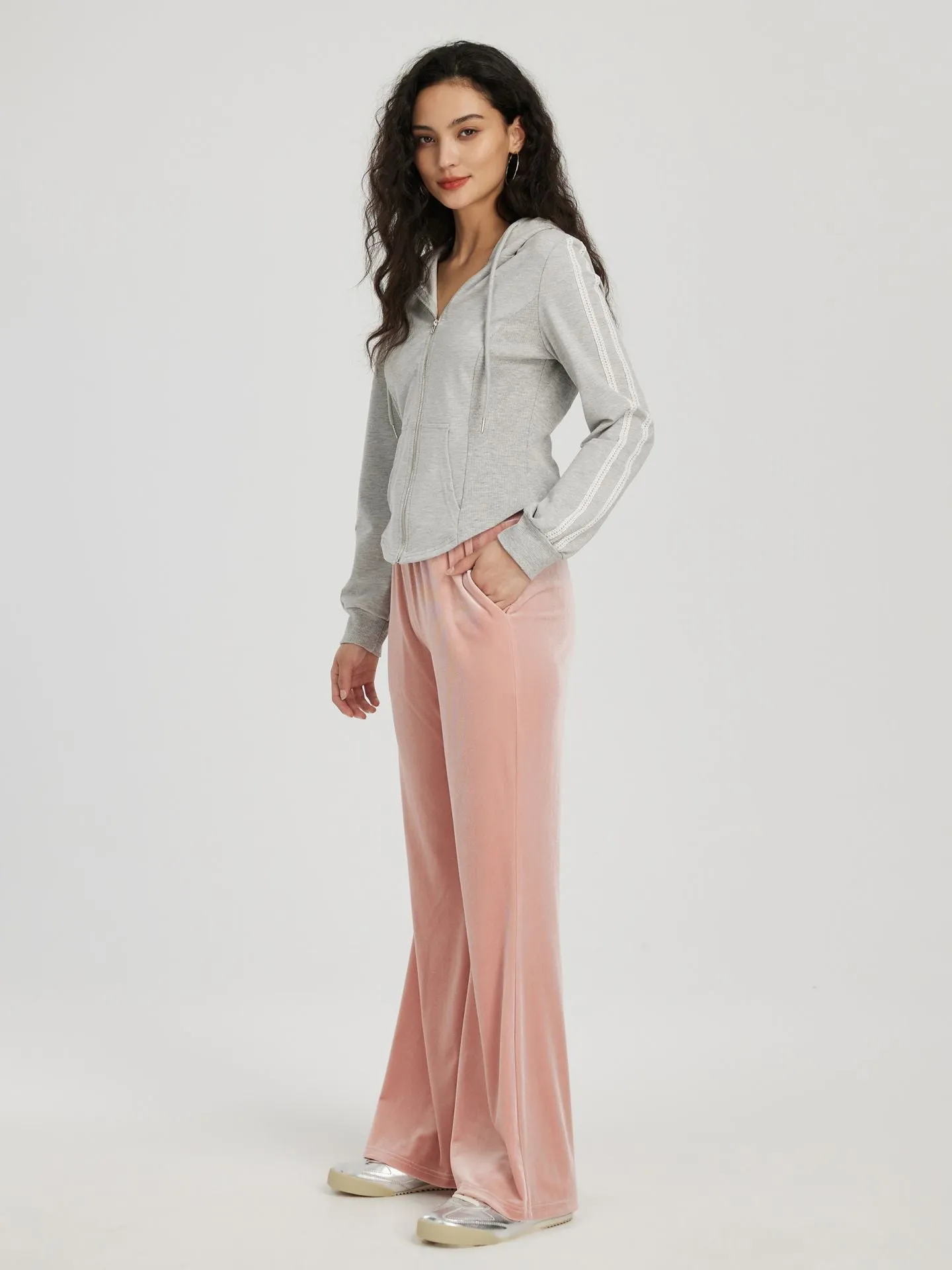 Pink Plush Fabric Flare Jogger