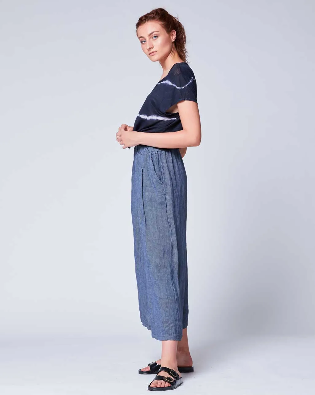 Pinstripe Linen Palazzo Pant