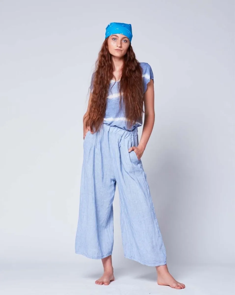 Pinstripe Linen Palazzo Pant