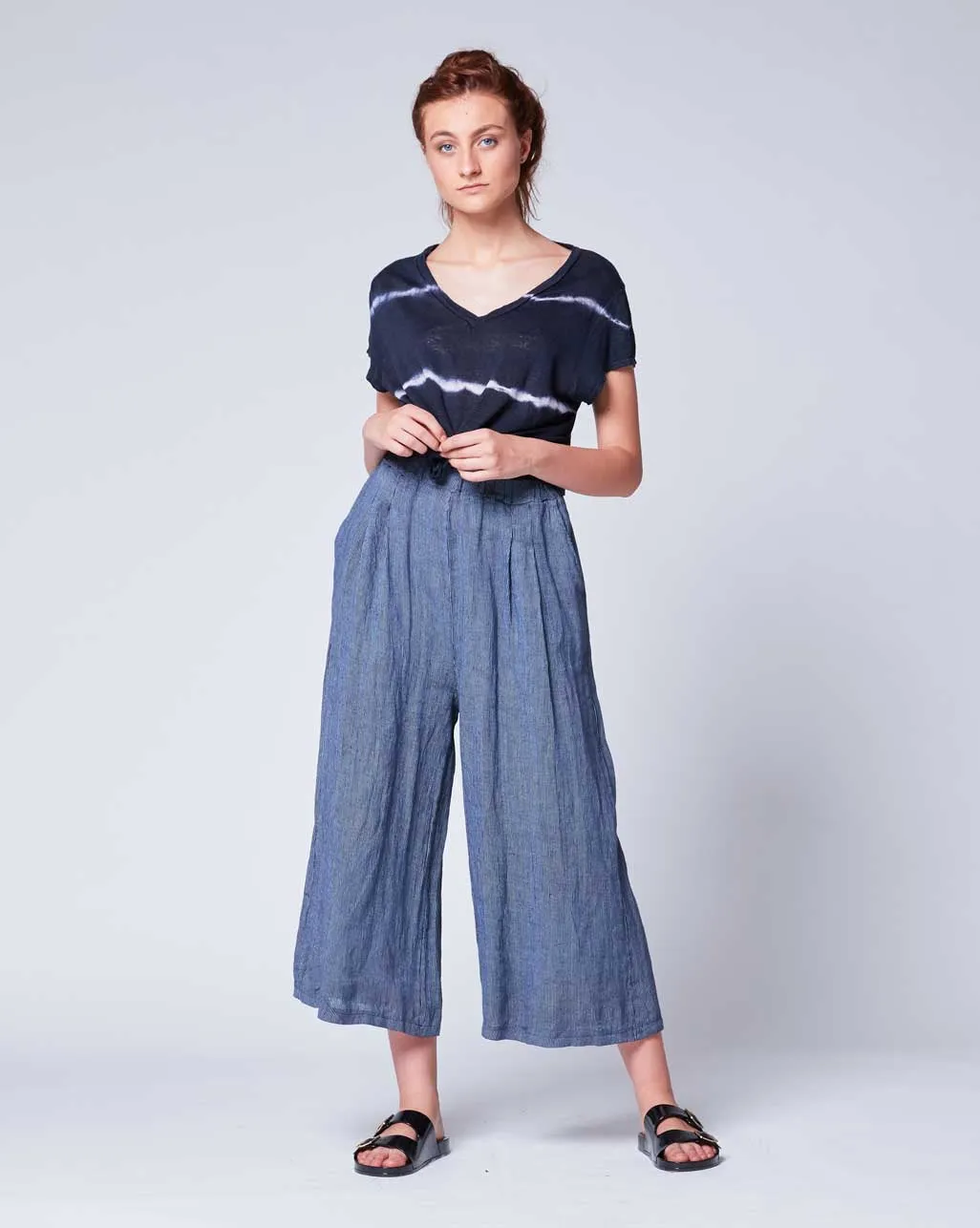 Pinstripe Linen Palazzo Pant