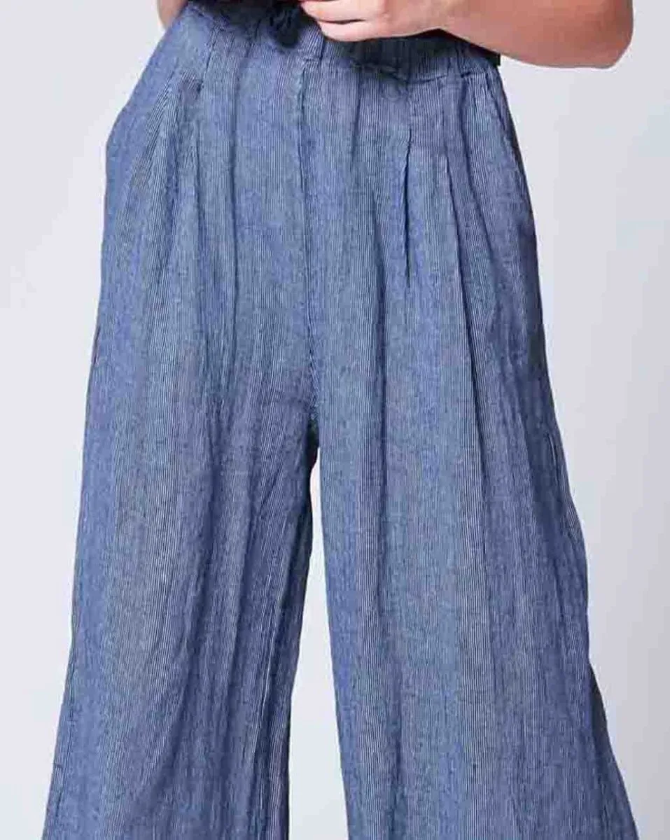 Pinstripe Linen Palazzo Pant