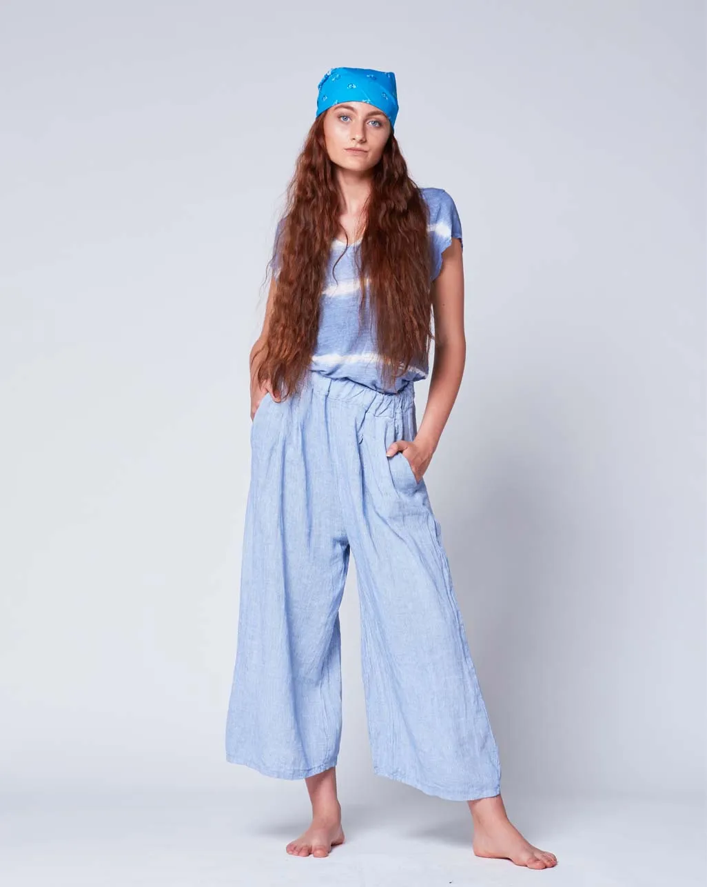 Pinstripe Linen Palazzo Pant