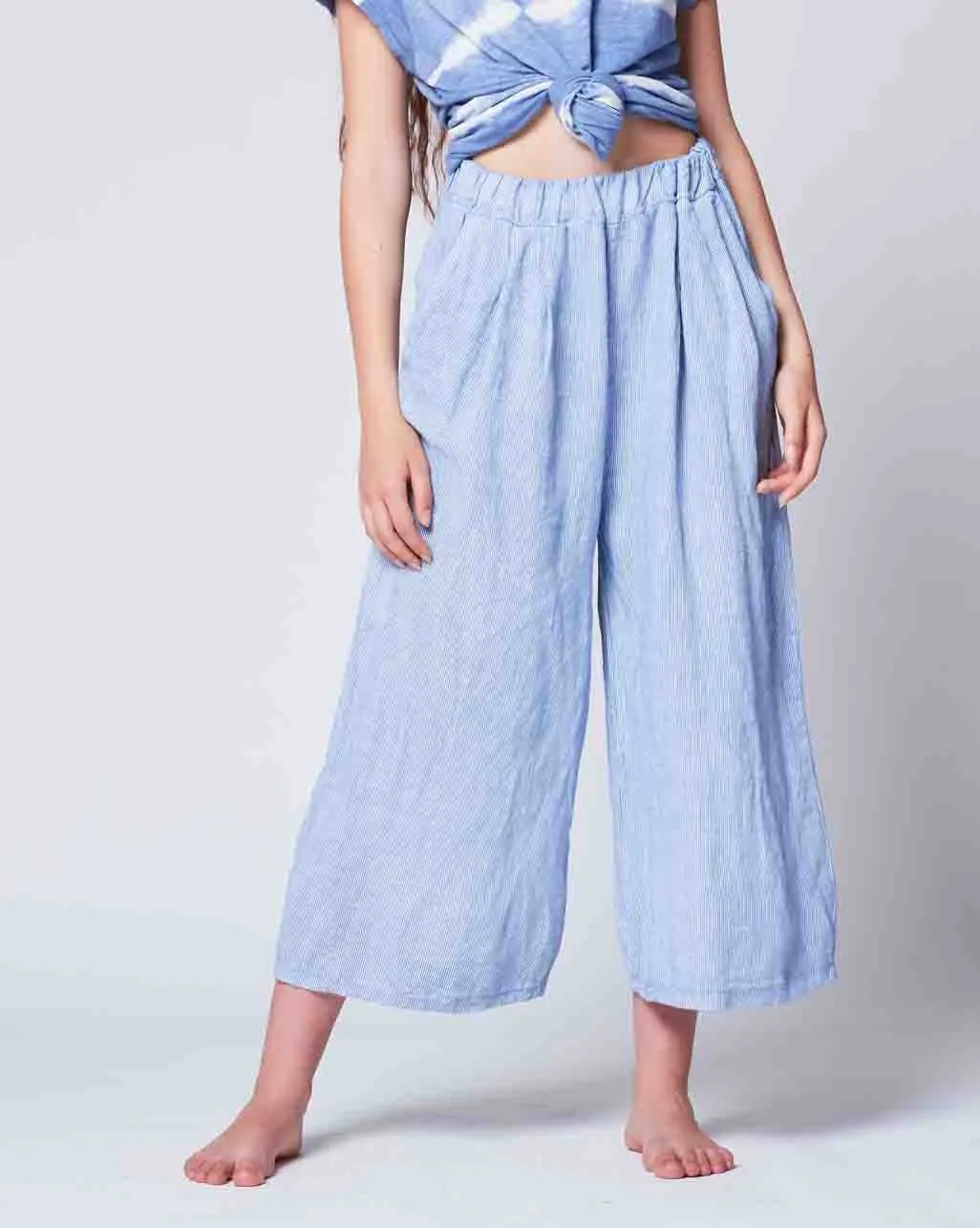 Pinstripe Linen Palazzo Pant