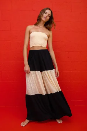 Pitusa Colorblock Palazzo Pant and Bandeau Set - Black