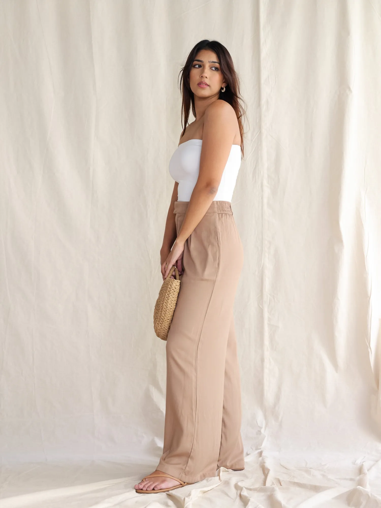 Pleat Detail Wide Leg Pant