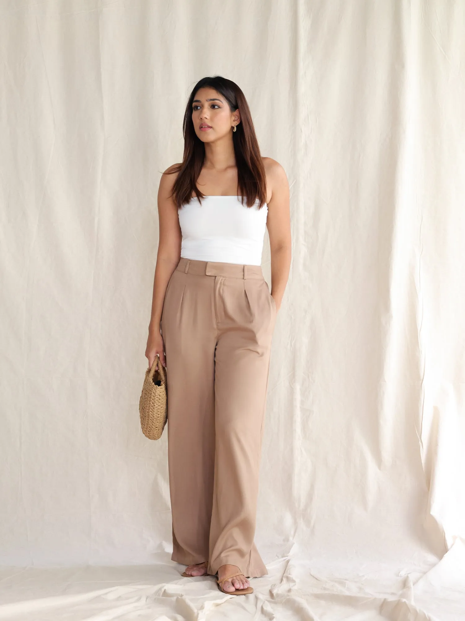Pleat Detail Wide Leg Pant