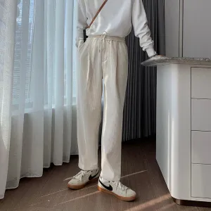 Pleated Corduroy Drawstring Winter Pants