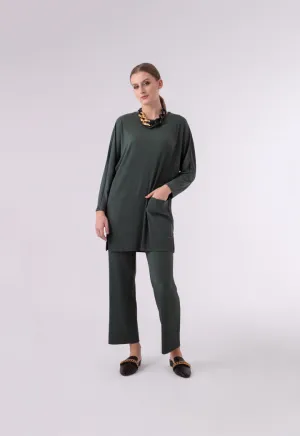 Pleated Stretch Jersey Palazzo Wide Leg Pants