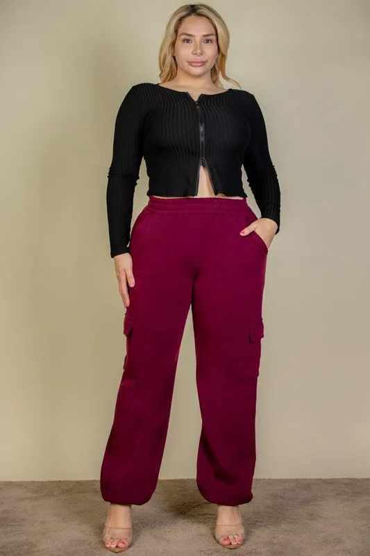 Plus  Side Pocket Drawstring Waist Sweatpants