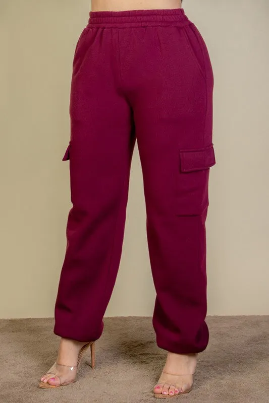 Plus  Side Pocket Drawstring Waist Sweatpants