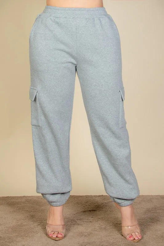 Plus  Side Pocket Drawstring Waist Sweatpants