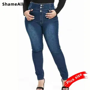Plus Size Button Up Skinny  Jeans
