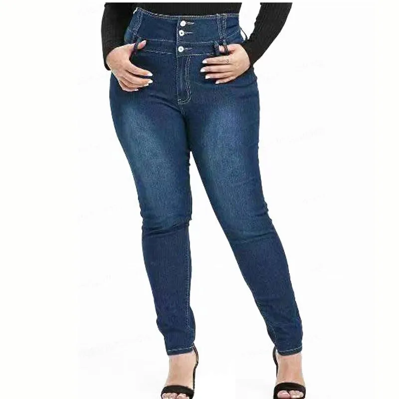 Plus Size Button Up Skinny  Jeans