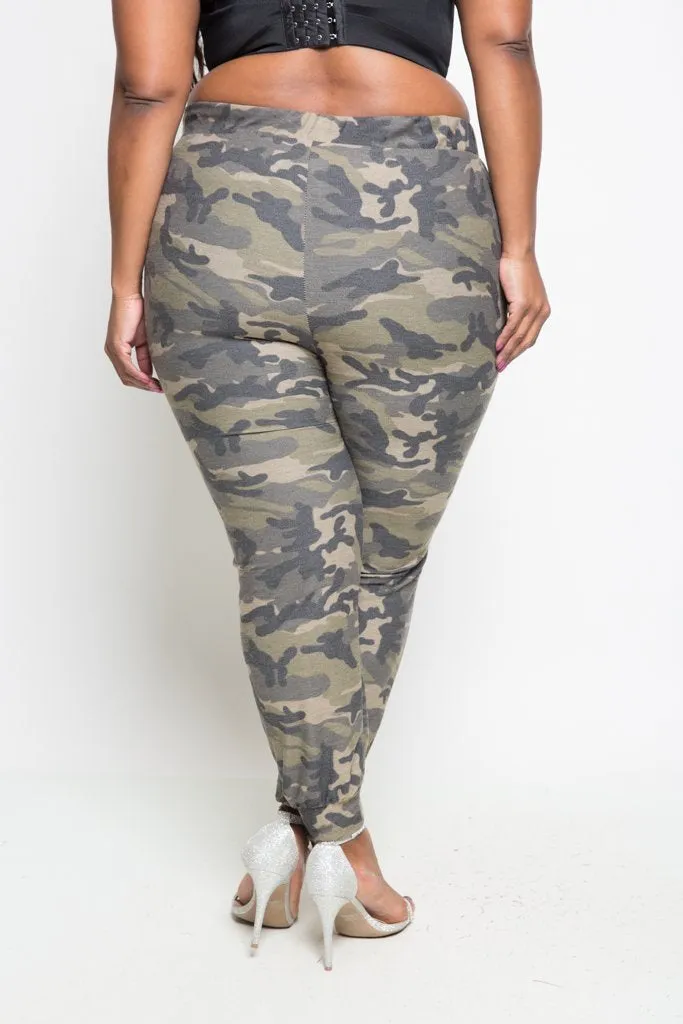Plus Size Cozy Camo Soft Jogger Pants
