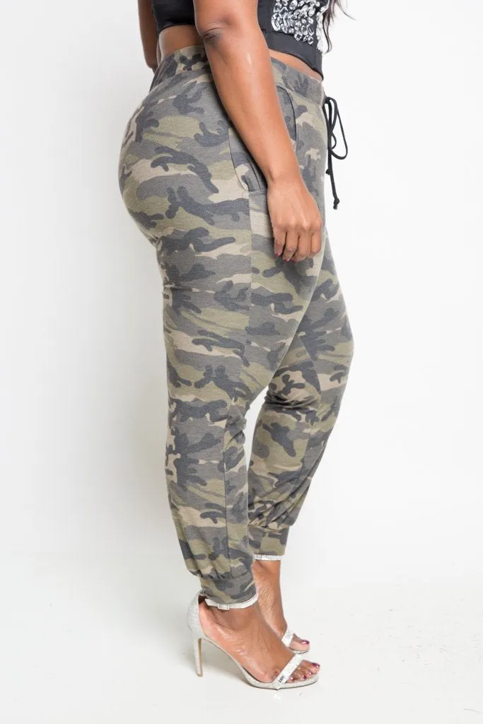 Plus Size Cozy Camo Soft Jogger Pants