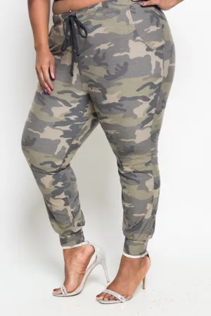 Plus Size Cozy Camo Soft Jogger Pants