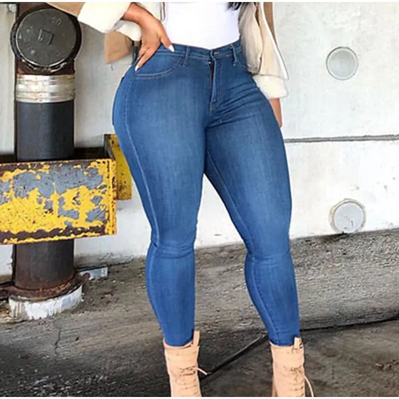 Plus Size High Waist Distressed Skinny Jeans
