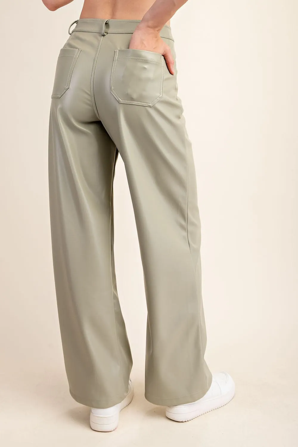 PLUS SIZE PU LEATHER STRAIGHT PANTS