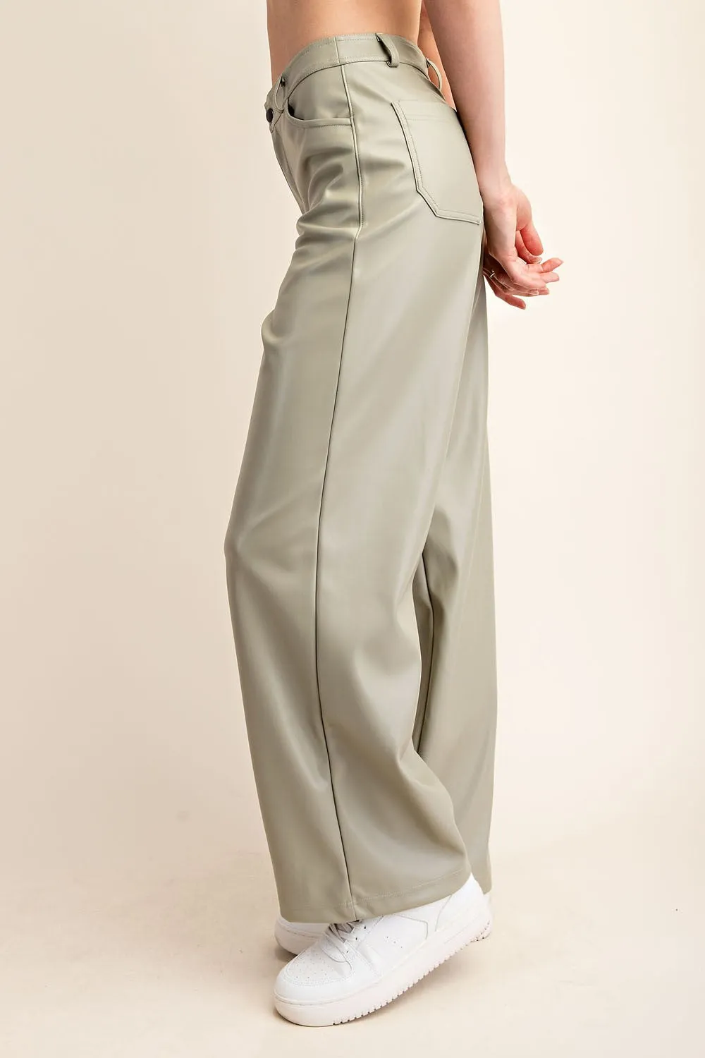 PLUS SIZE PU LEATHER STRAIGHT PANTS
