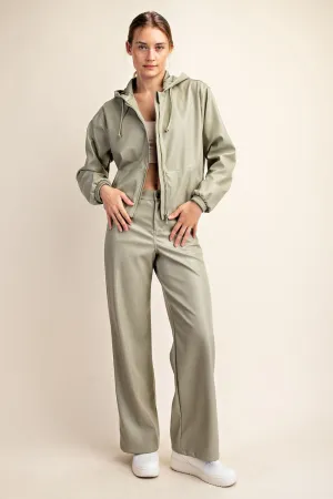 PLUS SIZE PU LEATHER STRAIGHT PANTS