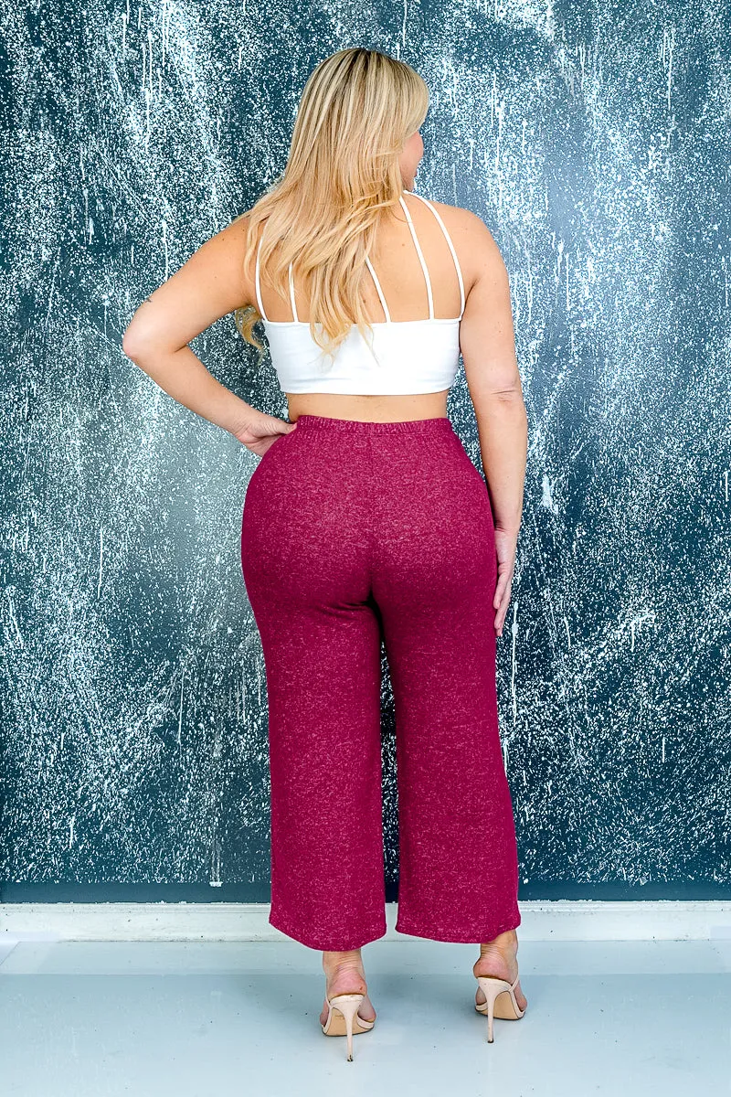 Plus Size Soft Cropped Ankle Straight Leg Pants* (ZA3651)