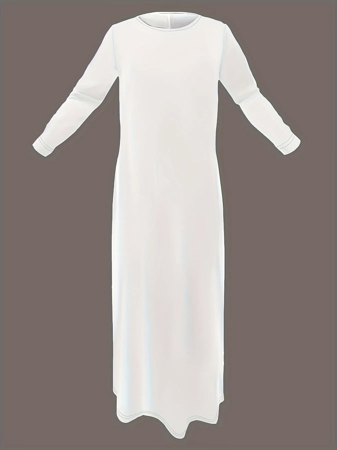 Plus Size Solid Color Dress, Casual Long Sleeve Crew Neck Maxi Dress, Women's Plus Size Clothing