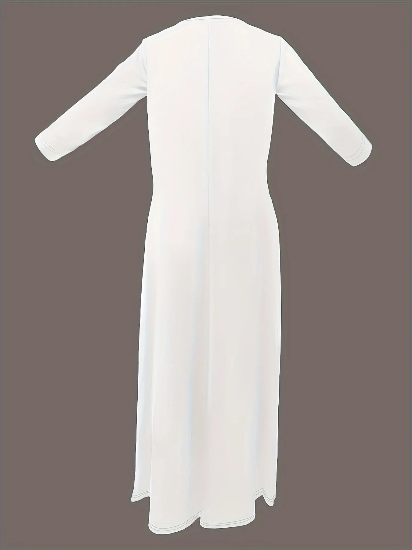 Plus Size Solid Color Dress, Casual Long Sleeve Crew Neck Maxi Dress, Women's Plus Size Clothing