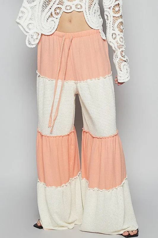 POL Two Tone Drawstring Wide Leg Pants