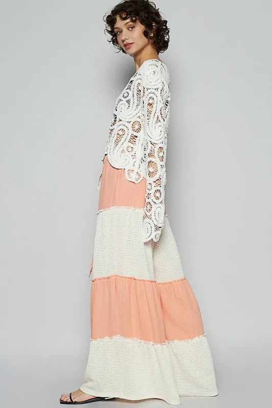 POL Two Tone Drawstring Wide Leg Pants