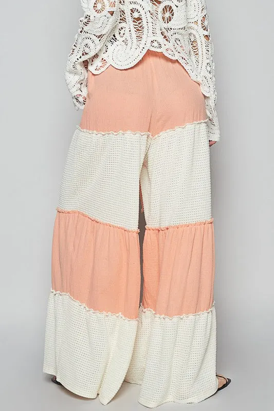 POL Two Tone Drawstring Wide Leg Pants