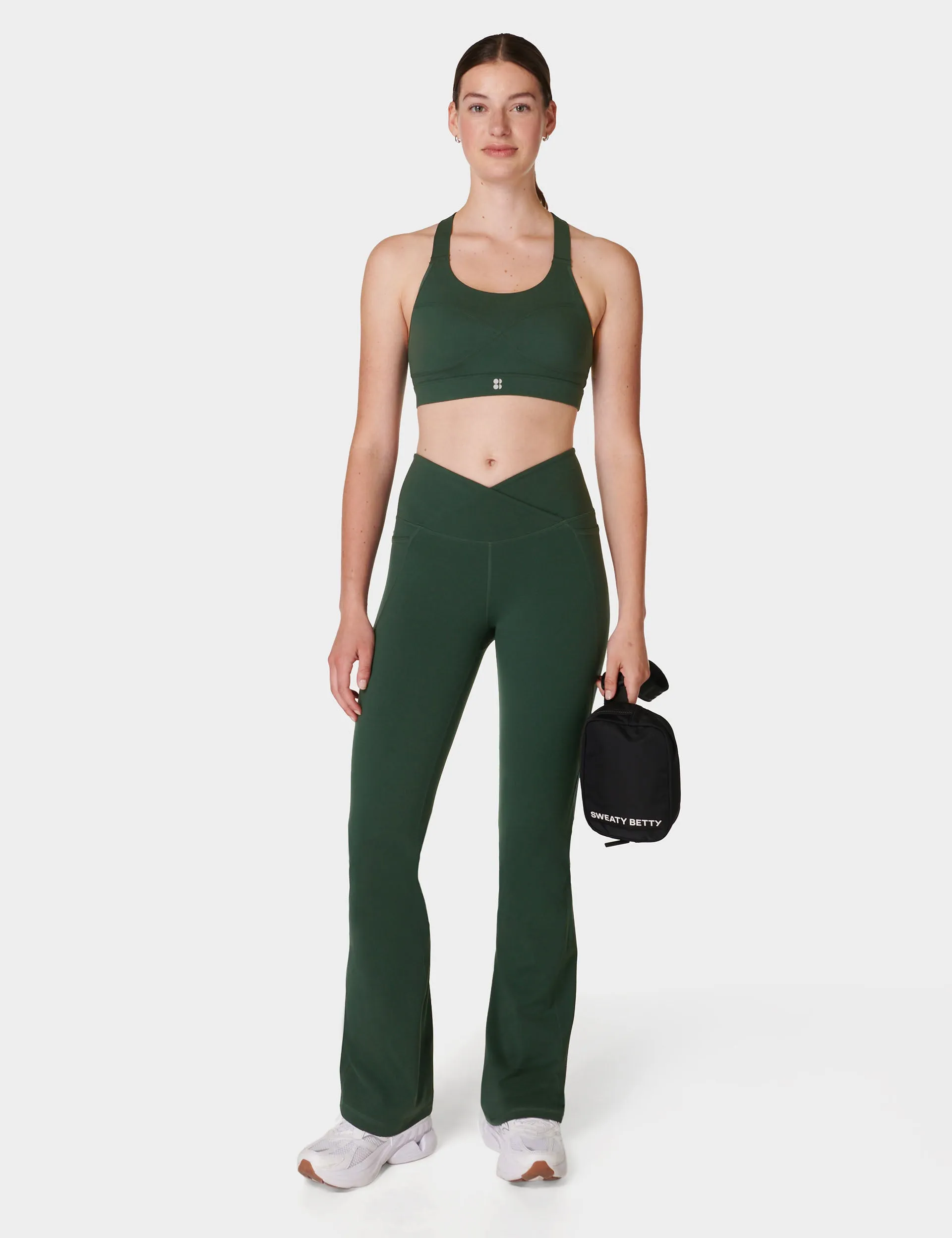 Power Bootcut Wrap Waist Gym Trousers - Trek Green