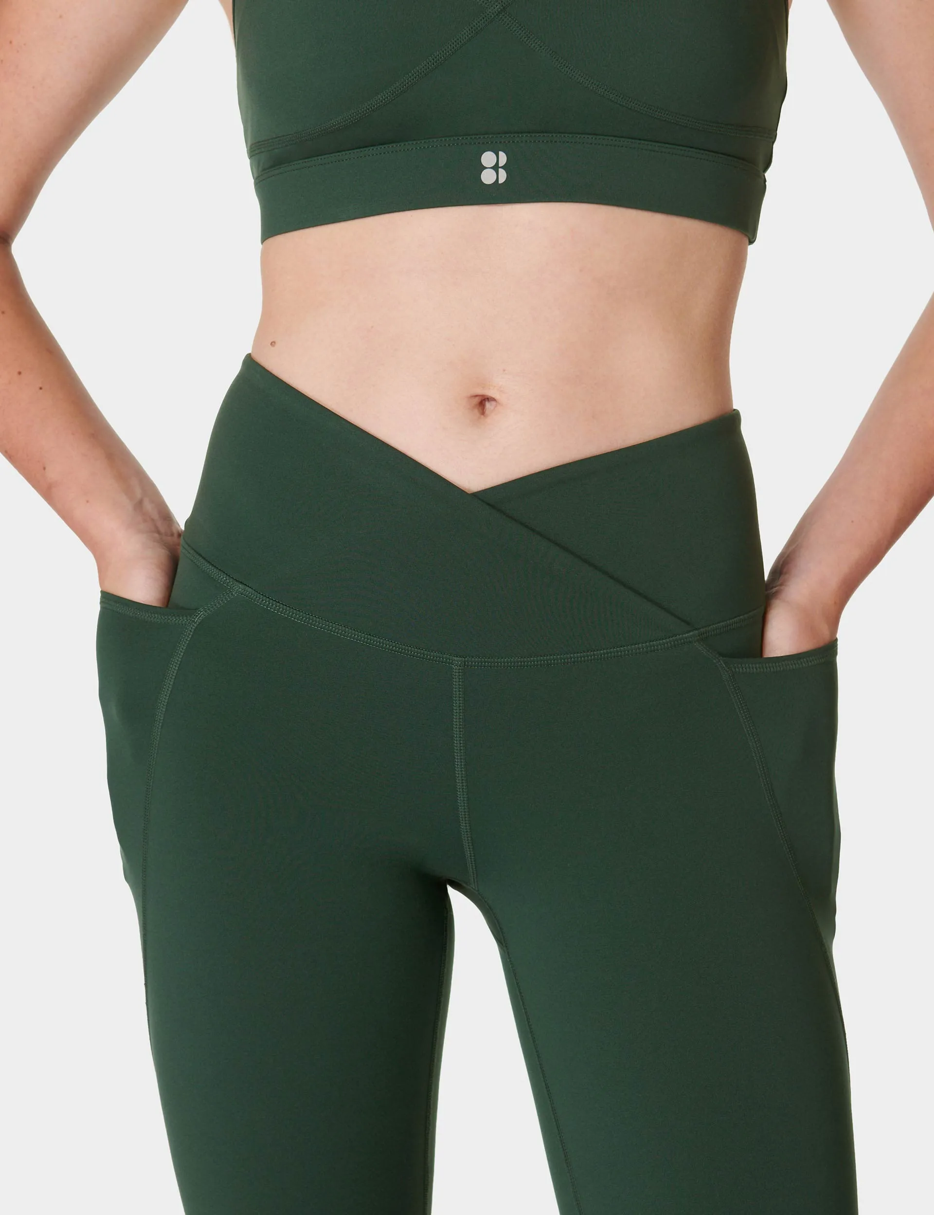 Power Bootcut Wrap Waist Gym Trousers - Trek Green