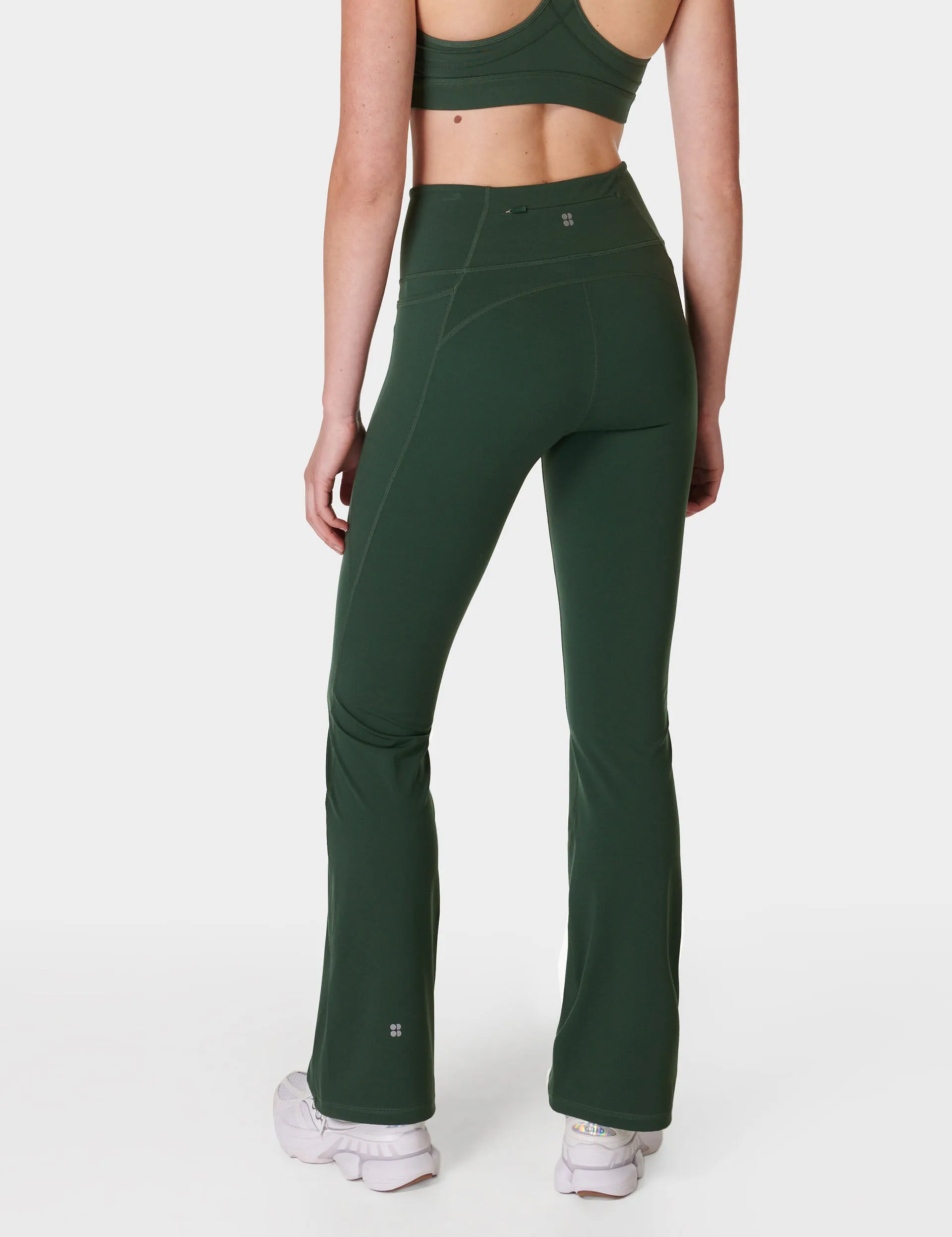 Power Bootcut Wrap Waist Gym Trousers - Trek Green