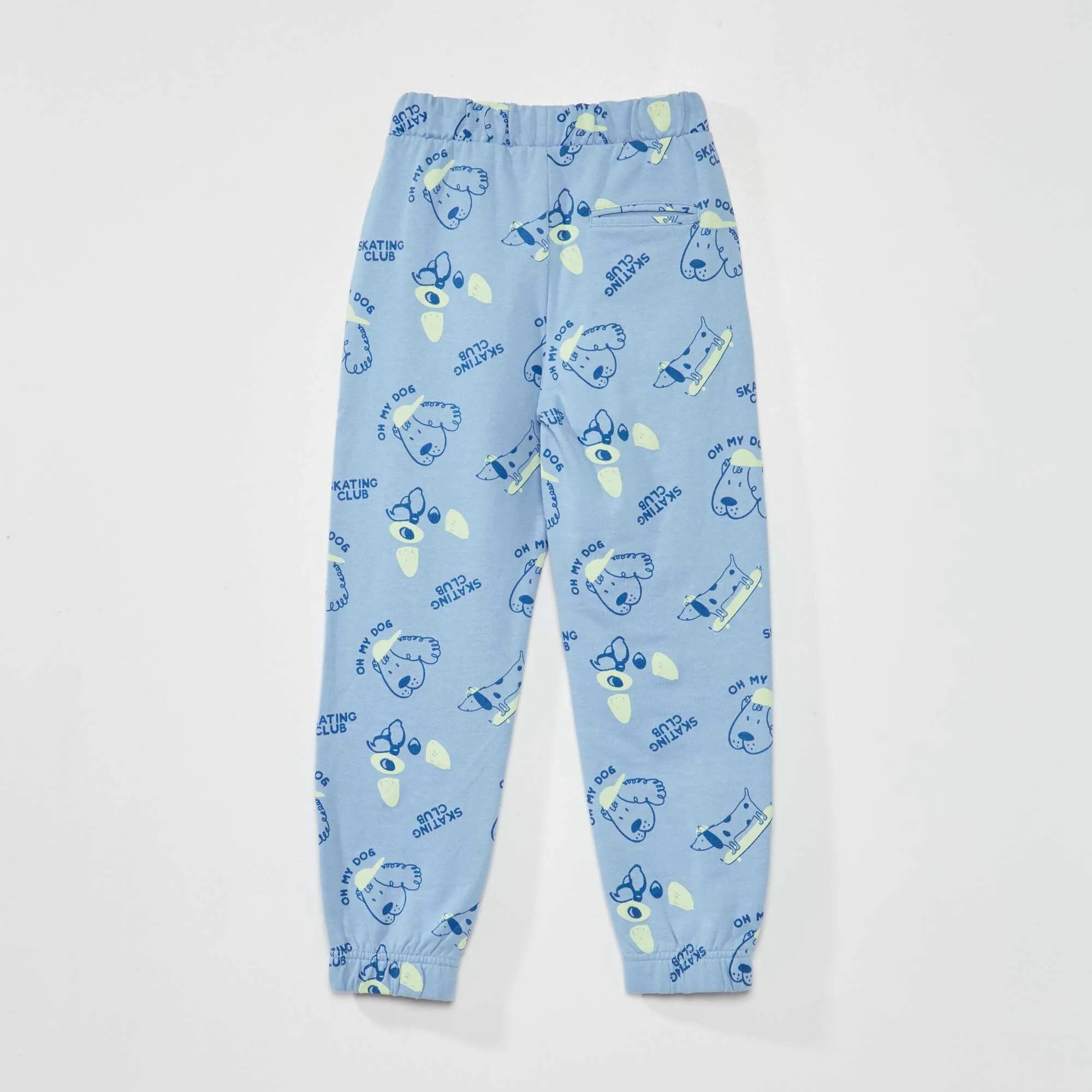 Printed sweatshirt fabric joggers BLUE