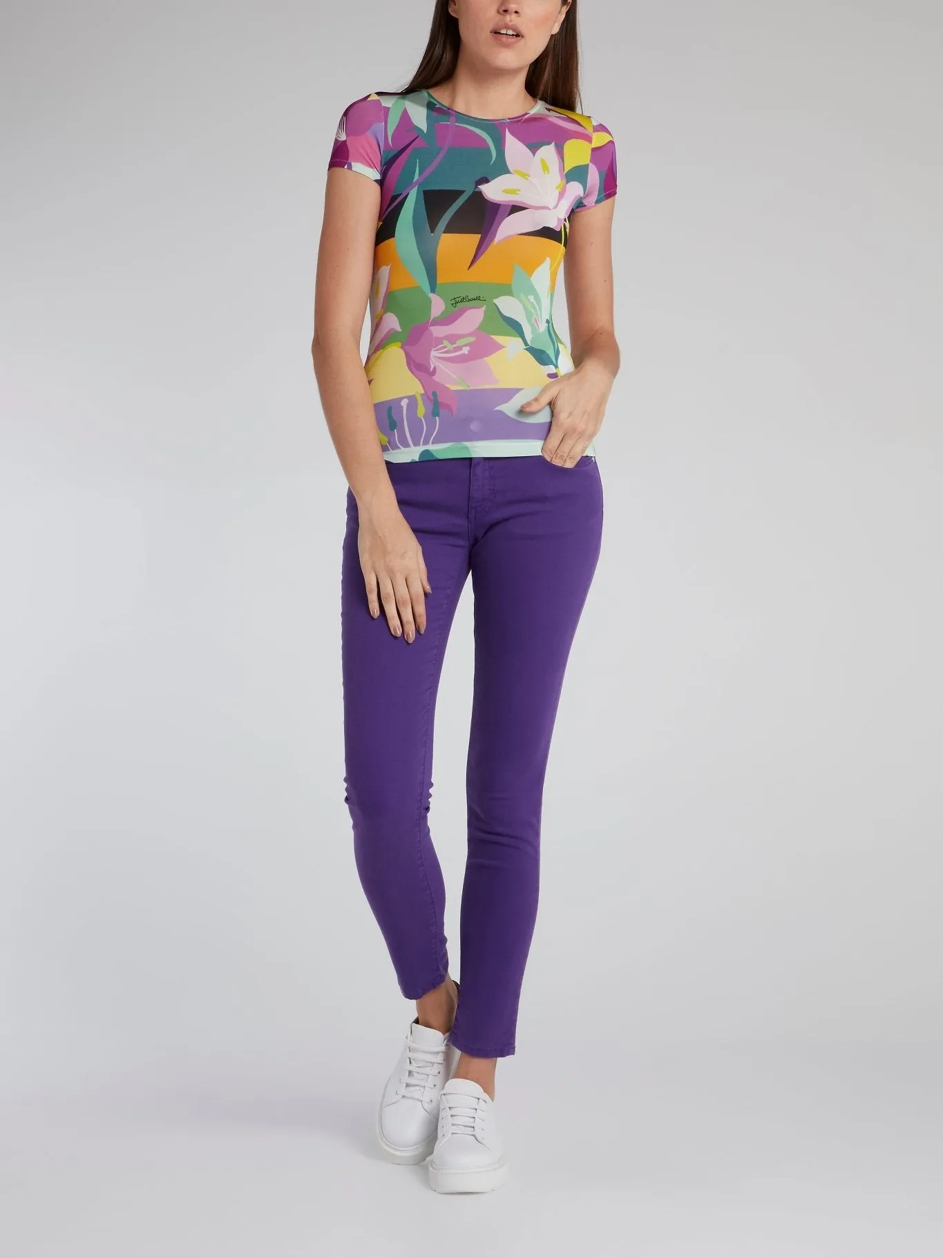 Purple Skinny Capri Pants