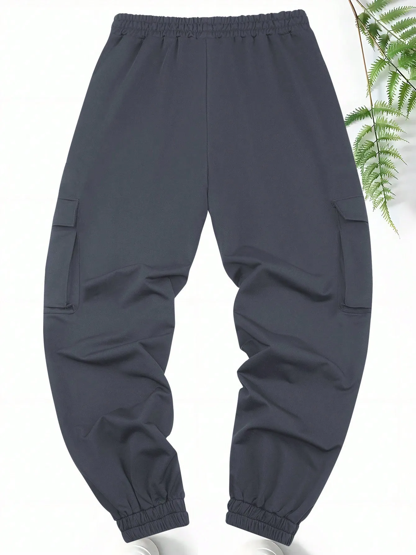 QA Fashionable Men Utility Pants, Casual And Sporty, With Simple Style, Letter Print, Drawstring Elastic Waist, Multiple Pockets, Comfortable, Versatile, Tapered Leg And Sweatpants
