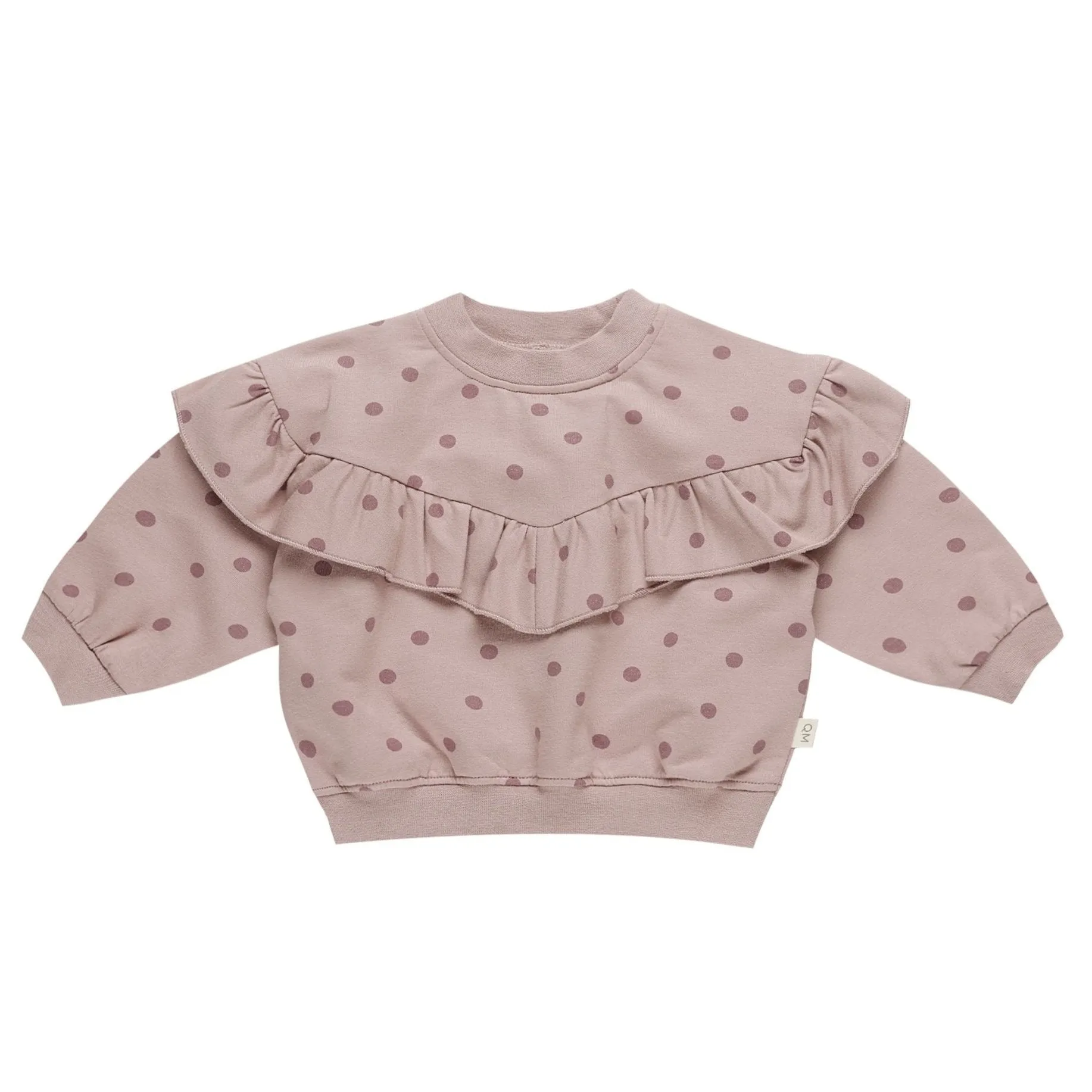 Quincy Mae Ruffle Fleece Sweatshirt || Polka Dots