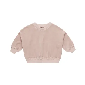 Quincy Mae Velour Relaxed Sweatshirt - Blush