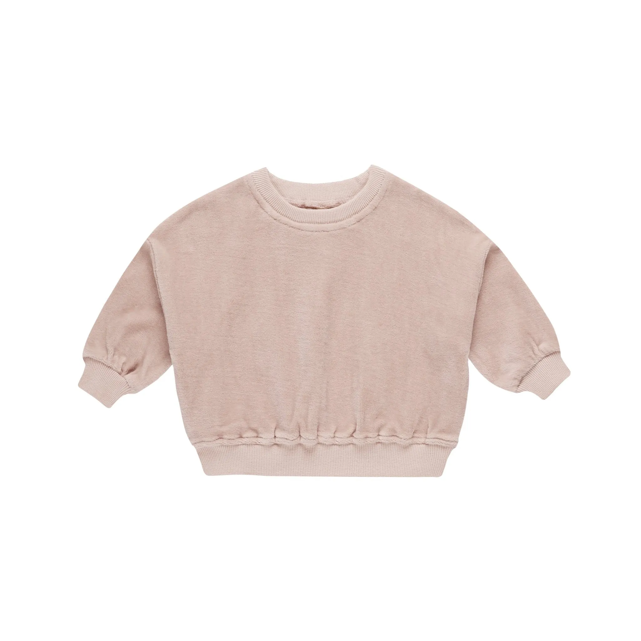 Quincy Mae Velour Relaxed Sweatshirt - Blush
