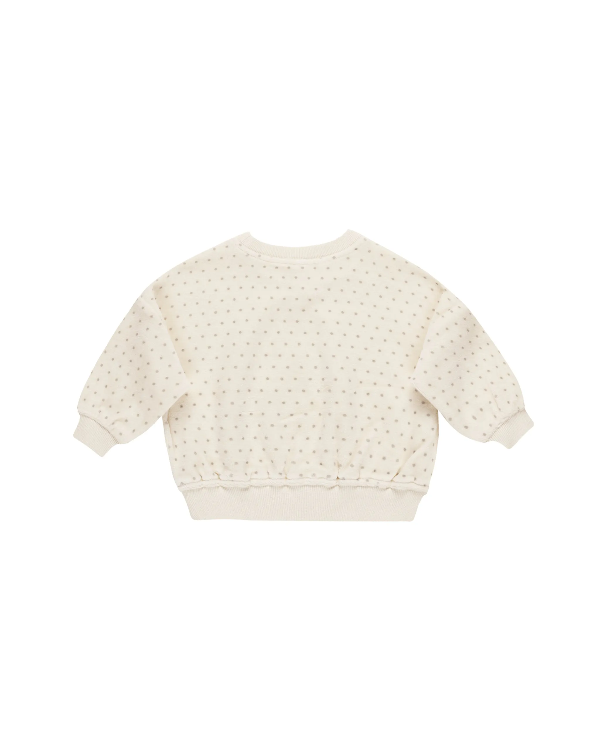 Quincy Mae Velour Relaxed Sweatshirt - Fog Polka Dot