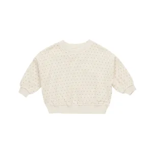 Quincy Mae Velour Relaxed Sweatshirt - Fog Polka Dot