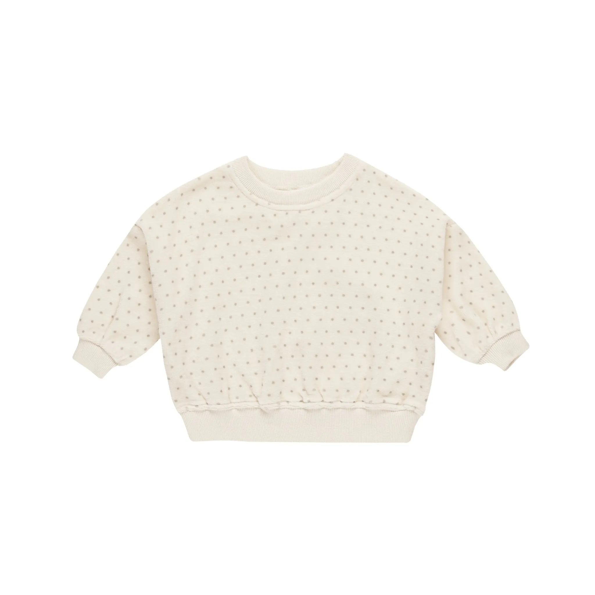 Quincy Mae Velour Relaxed Sweatshirt - Fog Polka Dot