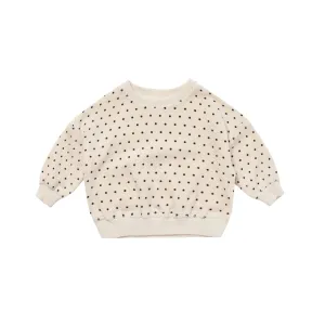 Quincy Mae Velour Relaxed Sweatshirt - Polka Dot