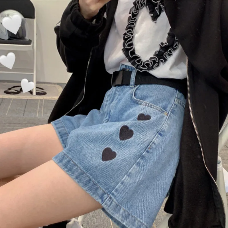 "BLACK LOVE BLUE DENIM" SHORTS N051901