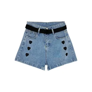 "BLACK LOVE BLUE DENIM" SHORTS N051901